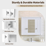 Bathroom Wall Cabinet with Mirror, Wall Mounted Medicine Cabinet with 4 Shelves, Mirrored Door Over 58103188