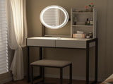 Small Vanity Desk with Mirror and Lights, Makeup Vanity Table with LED Mirror, 3 Lighting Modes, W3587P462333