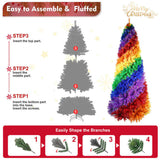 6ft Rainbow Spiral Christmas Tree, 1248 Branch Tips, Colorful PVC Artificial Holiday Tree with 84468367