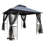 ZUN 10x10 Outdoor Patio Gazebo Canopy Tent With Ventilated Double Roof And Mosquito net 98489857