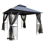 ZUN 10x10 Outdoor Patio Gazebo Canopy Tent With Ventilated Double Roof And Mosquito net W41940785