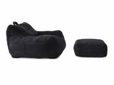 Giant Plush Bean Bag Chair for Adults with Armrests and Footstool -- Comfy Black Beanbag Chaise W1117P309394