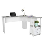 ZUN Modern L-Shaped Desk with Side Shelves, Grey 56413101