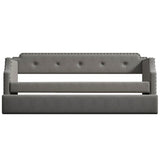 ZUN Upholstered Daybed with Trundle, Wood Slat Support,Upholstered Frame Sofa Bed , Twin,Gray 12034564