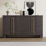 TREXM Wood Traditional Style Sideboard with Adjustable Shelves and Gold Handles for Kitchen, Dining N715P232696N