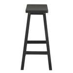 ZUN 2pcs Pine Wood Saddle Seat Bar Stool Black 40177357