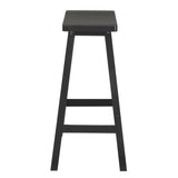 ZUN 2pcs Pine Wood Saddle Seat Bar Stool Black 40177357