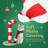 ZUN Christmas Cat Scratching Post, Cute Candy Cane Cat Scratcher with Sisal Scratching Post & Soft 87377269