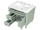24 Inch Bathroom Vanity with Sink, Green Freestanding Bathroom Cabinet with Flip Drawer, Adjustable 55079324