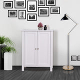 Bathroom Floor Storage Cabinet with Double Door Adjustable Shelf, White W40914886