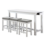 ZUN 4pc Counter Height Dining Set White Finish Counter Height Table w Drawer Built-in USB Ports Power B011P151857