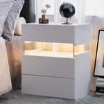 ZUN LED Nightstands 3 Drawer Dresser for End Table with Acrylic Board LED Bedside Tables for W2371P173484