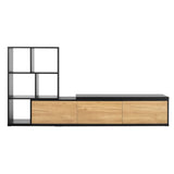 ZUN 74.8''-126'' Extendable TV Stand with 3 Tier Bookshelves for TVs up to 110'', Adjustable 62253479