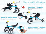 Toddler Tricycle with Rainbow LED Wheels, Foldable 3-in-1 Balance Bike with Carbon Steel Frame, 53048540