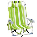 ZUN 63*65*82cm Short Oxford Cloth Silver White Aluminum Tube Bearing 100kg Beach Chair Green Stripes 42959268