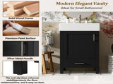 20.28'' Black Modern Bathroom Vanity with Ceramic Sink, Solid Wood Frame, and Drawer Ideal for N729P277755B