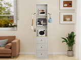 73" Tall Slim Storage Cabinet, 3-Tier Media Storage Cabinet with 3 Drawers and 2 Hooks, Bookcase W1120P327084