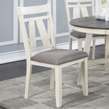 Set of 2 Dining Chairs with Upholstered Seat, Grey and White B016P226062
