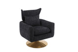 Classic Mid-Century 360-degree Swivel Accent Chair, Black Linen W1361104584