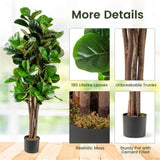 5 Feet Artificial Fiddle Leaf Fig Tree Outdoor Office Decorative Planter 84148619