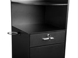 3-Tier Corner Salon Cabinet with 1 Door & 1 Drawer, 15mm E0 Grade Particleboard Matt Black, 75.2" H 45410209