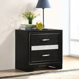 ZUN 2 Drawers MDF Nightstand with 1 Jewelry Drawer, Black B016P255583