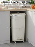 10 Gallon Kitchen Trash Can with Lid and 2 Removable Buckets,2 Compartments ,PP Material,17" 11.5" 30665338