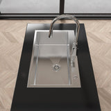 Stainless Steel Kitchen Sink, 30x19 Single Bowl, Overmount Handmade Sink in Brushed Nickel, with 59818375