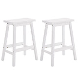 2pcs Pine Wood Saddle Seat Bar Stool White 53405809
