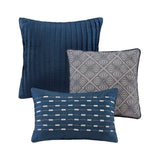 7 Piece Jaquard Comforter Set Navy King B03596959