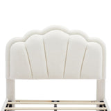 Twin Size Upholstered Flower-Shape Bed, Elegant Flowers Headboard with LED Light Strip , Sherpa N733P177307A