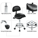 Saddle Stool with Back Support, Rolling Stools with Foot Rest, Ergonomic Adjustable Stool with N753P300969B