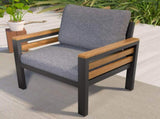 GO 4-Piece Outdoor Furniture Sofa Set for 5 People Acacia Wood Armrests, Patio Conversation Set 85693369