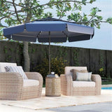 10 foot navy terrace umbrella with solar powered LED lights and multi-layered ventilated roof 25484929