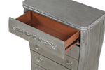 ZUN Destiny Traditional Style 5-Drawer Chest With metal drawer pulls Made with Wood in Silver B009P234702