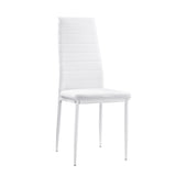 Modern Style White Metal Finish Side Chairs 2pc Set Faux Leather Covered Contemporary Dining Room B01167365