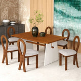 ZUN Modern 7-Piece Dining Table Set with Trestle Dining Table and 6 Upholstered Dining Chairs, Compact 95695965