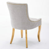 Chenille Dining Chairs, Modern Style with Curved Gold - Plated Legs & Rivet Trim, Upholstered W1143P332684