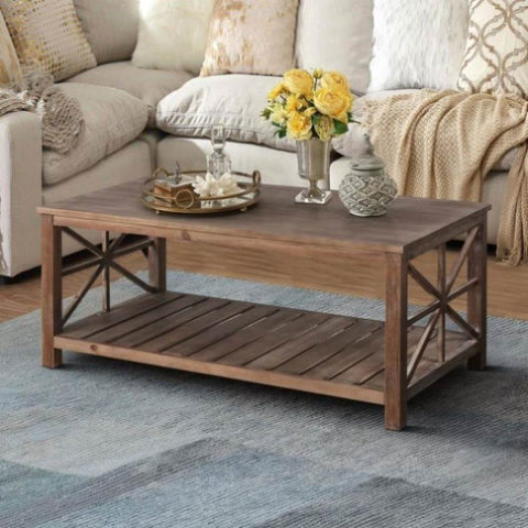 ZUN 52''W Handcrafted Coffee Table In Front Of The Sofa Or Loveseat For Living Room W1445P162747