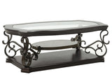 Cocktail Table, Glass table top, MDF W/marble paper middle shelf, powder coat finish metal legs. W48720760