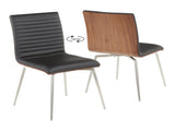 Mason Contemporary Dining/accent Chair with Swivel in Stainless Steel, Walnut Wood, and Black Faux B202P223605