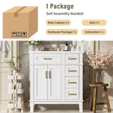 30" Bathroom Vanity with Ceramic Sink, Modern Storage Cabinet with Soft-Close Doors, Deep Drawer & N729P276610K
