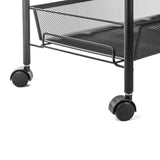 Exquisite Honeycomb Net Four Tiers Storage Cart with Hook Black 01157249