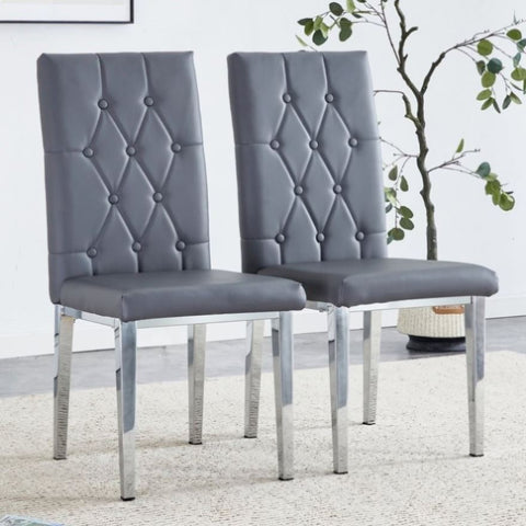 ZUN 2 piece set of gray armless dining chairs brings a touch of elegance and mystery to the dining area W1151132026