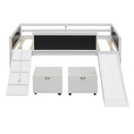 ZUN Twin size Loft Bed Wood Bed with Two Storage Boxes - White 93628536