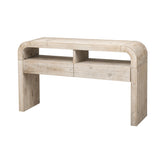 ZUN TREXM Retro Curved Console Table with 2 Large Drawers for Living Room and Entrance, N715P223099D