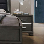 ZUN 2 Drawers Solid Wood Nightstand in Gray Finish B016P253437