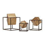 Quad Gold Cubes 3-piece Tabletop Decor Set B03597679