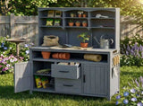 (With Assembly Video) Large Fir Wood Potting Bench, 45.3''L Multi-Functional Outdoor Patio N717P404332E