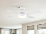 44" Ceiling Fan with Lights & Remote, Matte White Modern Fan, Reversible DC Motor, 6 Speeds, 3-Color W1367P447389